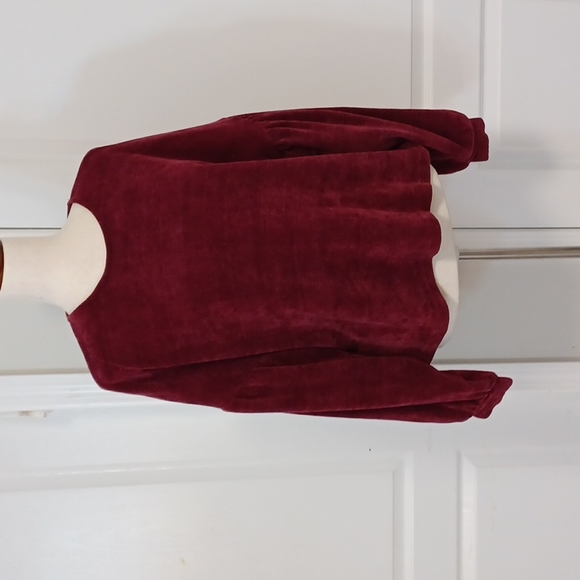 OVS drop shoulder medium maroon burgundy bishop balloon lantern sleeve sweater - Picture 5 of 16
